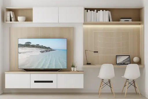 Wall-mounted built-in TV Unit Study combination